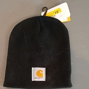 Carhartt Black Knit Beanie with Gold Logo Patch